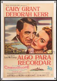 5p060 AFFAIR TO REMEMBER linen Argentinean '57 different romantic art of Cary Grant & Deborah Kerr!