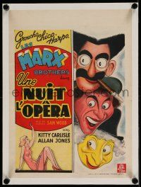 5p121 NIGHT AT THE OPERA linen Belgian R40s cool art of Groucho Marx, Chico Marx & Harpo Marx!