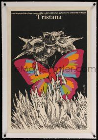 5p031 TRISTANA linen Cuban '73 Luis Bunuel, wild different silkscreen art of butterfly by Dimas!
