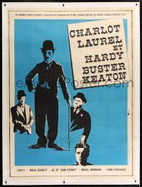 5p245 CHARLOT LAUREL ET HARDY BUSTER KEATON linen French 1p '70 Charlie Chaplin & other comedians!
