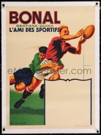 5p169 BONAL GENTIANE-QUINA L'AMI DES SPORTIFS linen French 23x31 '50s Charles Lemmel rugby art!