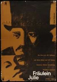 5p147 MISS JULIE linen German R60s different Hans Hillmann art of Anita Bjork & Max Von Sydow!