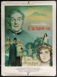 5p227 AND THE SHIP SAILS ON linen Italian 1p '83 Federico Fellini's E la nave va, Geleng artwork!