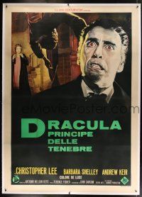 5p240 DRACULA PRINCE OF DARKNESS linen Italian 2p '66 best Nistri art of vampire Christopher Lee!