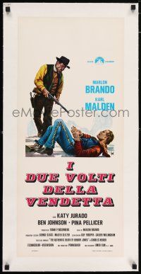 5p055 ONE EYED JACKS linen Italian locandina R60s Aller artwork of star & director Marlon Brando!
