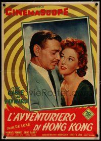 5p051 SOLDIER OF FORTUNE linen Italian photobusta '55 c/u of Clark Gable & sexy Susan Hayward!