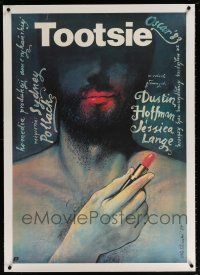 5p092 TOOTSIE linen Polish 27x38 '84 Dustin Hoffman, different Walkuski art of man with lipstick!