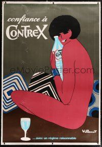 5p218 CONTREX linen 45x65 French advertising poster '70s Villemot art of naked girl & mineral water!