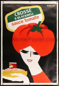 5p219 CROSSE & BLACKWELL linen 47x69 French advertising poster '70s Villemot art for tomato sauce!