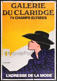 5p221 GALERIE DU CLARIDGE linen 47x67 French advertising poster '70s cool art by Alain Carrier!