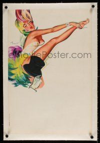 5p172 LIDO linen 16x23 French burlesque show poster '60s Brenot art of near-naked Bluebell Girl!