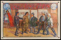 5p153 UNCLE TOM'S CABIN linen 28x42 stage poster '20s stone litho of Eliza's escape from the tavern!