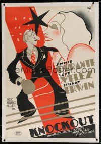5p025 PALOOKA linen Swedish '34 different art of Jimmy Durante in boxing gloves & suit, Lupe Velez!