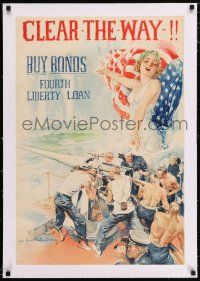 5p184 CLEAR-THE-WAY-!! linen 20x30 WWI war poster '18 great Howard Chandler Christy artwork!