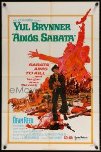 5r036 ADIOS SABATA int'l 1sh '71 Yul Brynner aims to kill, and his gun does the rest, cool art!