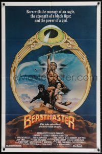 5r083 BEASTMASTER 1sh '82 cool fantasy art of bare-chested Marc Singer & sexy Tanya Roberts!