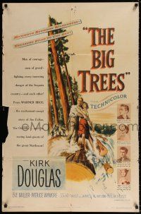 5r098 BIG TREES 1sh '52 cameras film Kirk Douglas & Edgar Buchanan by giant tree!
