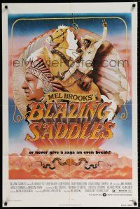 5r113 BLAZING SADDLES 1sh '74 classic Mel Brooks western, art of Cleavon Little by Alvin!