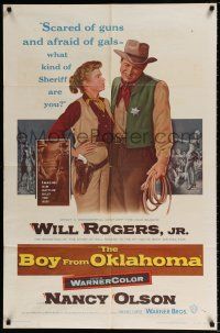 5r129 BOY FROM OKLAHOMA 1sh '54 Michael Curtiz, Will Rogers Jr., Nancy Olson, Chaney!