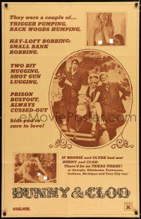 5r149 BUNNY & CLOD 1sh '70 a baudy delicious Bonnie & Clyde sexploitation spoof!