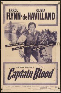 5r162 CAPTAIN BLOOD 1sh R51 Errol Flynn, Olivia de Havilland, Michael Curtiz classic!