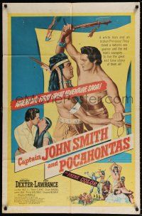 5r163 CAPTAIN JOHN SMITH & POCAHONTAS 1sh '53 Anthony Dexter, Jody Lawrance, great adventure saga!