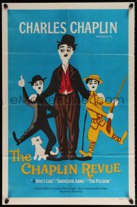 5r178 CHAPLIN REVUE 1sh '59 Charlie comedy compilation, great artwork by Leo Kouper!