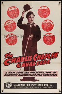 5r183 CHARLIE CHAPLIN CAVALCADE 1sh R40s The Fireman, Behind the Screen, cool art of Chaplin!