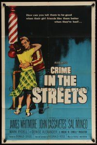 5r217 CRIME IN THE STREETS 1sh '56 directed by Don Siegel, Sal Mineo & 1st John Cassavetes!