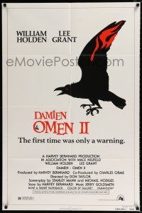 5r223 DAMIEN OMEN II style A 1sh '78 William Holden, Lee Grant, cool art of demonic crow!