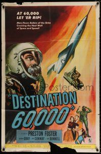 5r240 DESTINATION 60,000 1sh '57 cool artwork of military man-flown bullets of the skies!