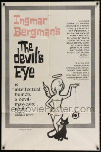 5r245 DEVIL'S EYE 1sh '62 Ingmar Bergman directed, Jarl Kulle, Bibi Andersson & Stig Jarrel!