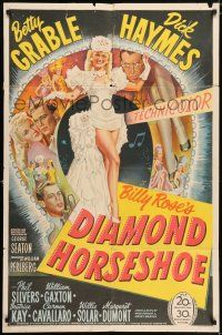 5r248 DIAMOND HORSESHOE 1sh '45 sexiest image of dancer Betty Grable in skimpy outfit!