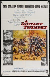 5r258 DISTANT TRUMPET 1sh '64 cool art of Troy Donahue vs Indians by Frank McCarthy!