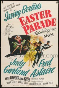 5r276 EASTER PARADE style D 1sh '48 art of Judy Garland & Fred Astaire, Irving Berlin musical