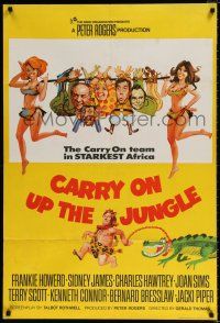 5r009 CARRY ON UP THE JUNGLE English 1sh '70 Frankie Howerd & sexy babes in Africa, wacky art!