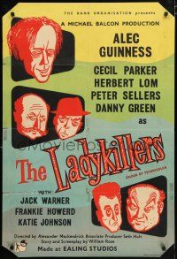 5r001 LADYKILLERS English 1sh '55 cool art of Alec Guinness & gangsters, Ealing crime classic!