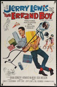 5r288 ERRAND BOY 1sh '62 screwball Jerry Lewis fractures Hollywood w/a million howls!