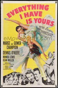 5r294 EVERYTHING I HAVE IS YOURS 1sh '52 full-length art of Marge & Gower Champion dancing!