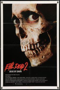 5r296 EVIL DEAD 2 1sh '87 Dead By Dawn, directed by Sam Raimi, huge close up of creepy skull!