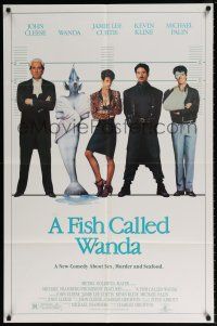 5r320 FISH CALLED WANDA 1sh '88 John Cleese, Jamie Lee Curtis, Kline & Palin in police line up!