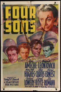 5r339 FOUR SONS 1sh '40 Don Ameche & his Czecho-German brothers in World War II!