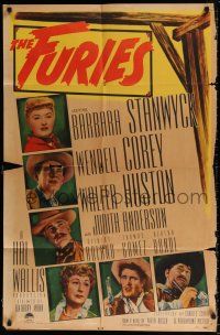 5r360 FURIES 1sh '50 Barbara Stanwyck, Wendell Corey, Walter Huston, Anthony Mann directed!