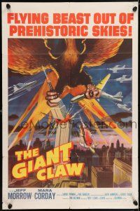 5r376 GIANT CLAW 1sh '57 great art of winged monster from 17,000,000 B.C. destroying city!
