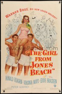 5r380 GIRL FROM JONES BEACH 1sh '49 Ronald Reagan, Eddie Bracken & sexy Virginia Mayo!