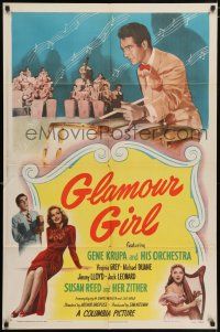 5r389 GLAMOUR GIRL 1sh '48 great image of Gene Krupa & His Orchestra + sexy Virginia Grey!