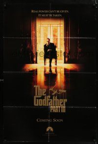 5r393 GODFATHER PART III teaser 1sh '90 best image of Al Pacino, Francis Ford Coppola!