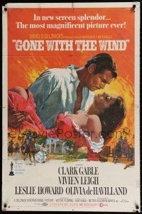 5r398 GONE WITH THE WIND 1sh R68 Clark Gable, Vivien Leigh, Terpning artwork, all-time classic!