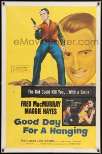 5r399 GOOD DAY FOR A HANGING 1sh '59 Fred MacMurray, Robert Vaughn, kill you with a smile!