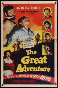 5r406 GREAT ADVENTURE revised 1sh '51 Jack Hawkins, Harold Robbins, filmed in savage heart of Africa